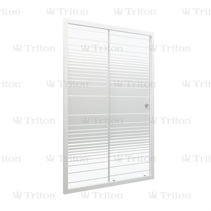 Душевая дверь TRITON Слайд 120х185 полосы, белый профиль - фото 12900