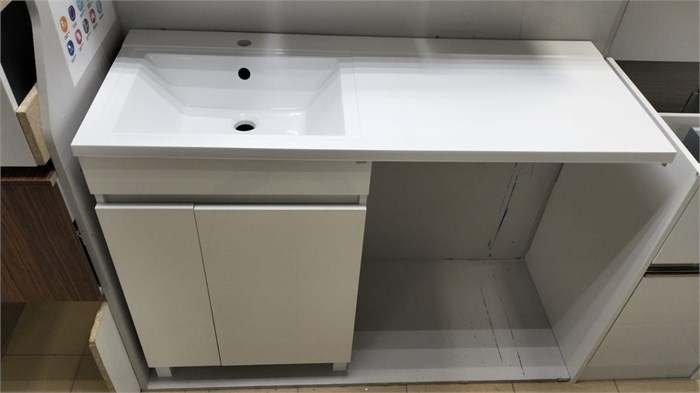 IDDIS Optima Home OPH120Di95 Тумба с раковиной 120 см для стиральной машины, напольная, с дверцами, белая SALE OPH120Di95 - фото 47122