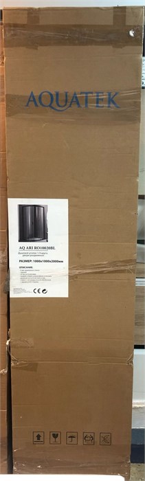 AQUATEK AQ ARI RO 10020BL Душевой уголок 1/4 круга, двери раздвижные 1000x1000x2000, профиль черный, стекло прозрачное RO 10020BL - фото 50019