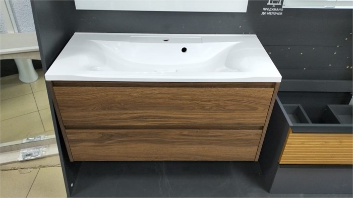 SANCOS LIBRA LB100ECH Тумба с раковиной 100 см, подвесная, дуб чарльстон LB100ECH - фото 50741
