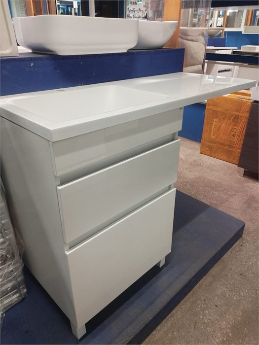 IDDIS Optima Home OPH120Bi95 Тумба напольная для стиральной машины с ящиками, 120 см, белая плюс IDDIS 480120Li28 Умывальник мебельный для стиральной машины 120 см, левый. 12940 - фото 51908