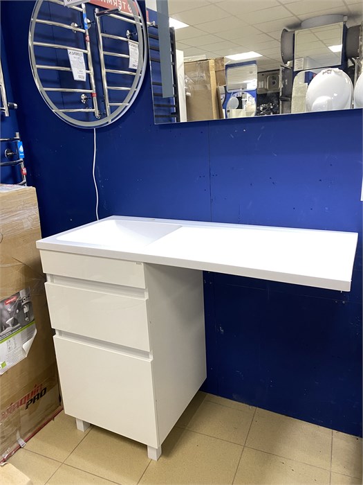 IDDIS Optima Home OPH110Bi95 Тумба напольная с умывальником для стиральной машины с ящиками, 110 см, белая OPH110Bi95 - фото 51973