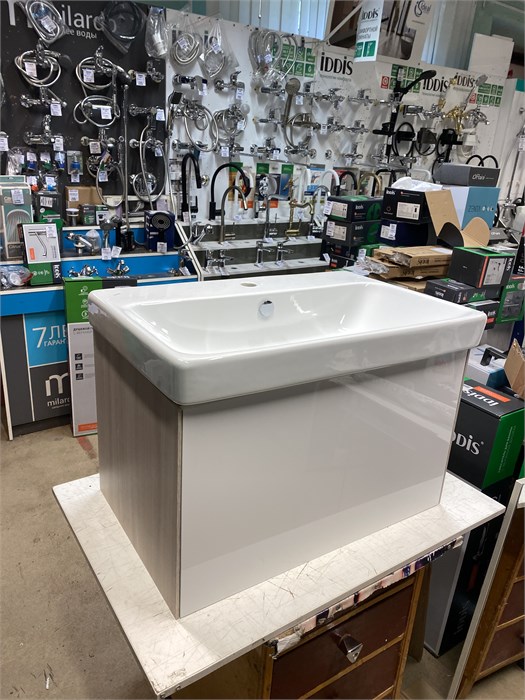 Aquaton Асти 70 BD 1A263001AXD70 Тумба с умывальником (Santek 1.WH50.1.628 АДРИАНА умывальник 70 см), белый/ясень 1A263001AXD70 - фото 52674