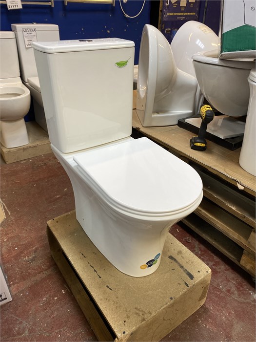 Azario FRETTA ROUND AZ-7121A Унитаз напольный безободковый в комплекте с бачком и прямым сиденьем микролифт. Размер 650x340x790 мм AZ-7121A - фото 54950