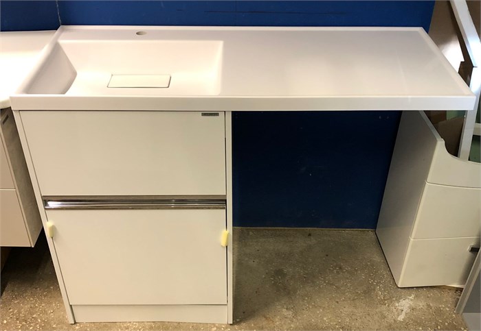 Aquaton Лондри 60 1A235901LH010 Тумба под стиральную машину с раковиной 120 см, левая, белая 1A235901LH010 - фото 55750