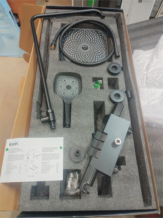 Душевая система IDDIS SpaHome SPHBLTKi06 с тропическим душем с термостатом, черный матовый. SPHBLTKi06 - фото 57133