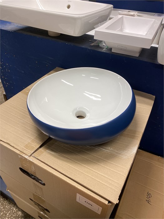 Раковина накладная 41 см бело-синяя 13724 - фото 58210