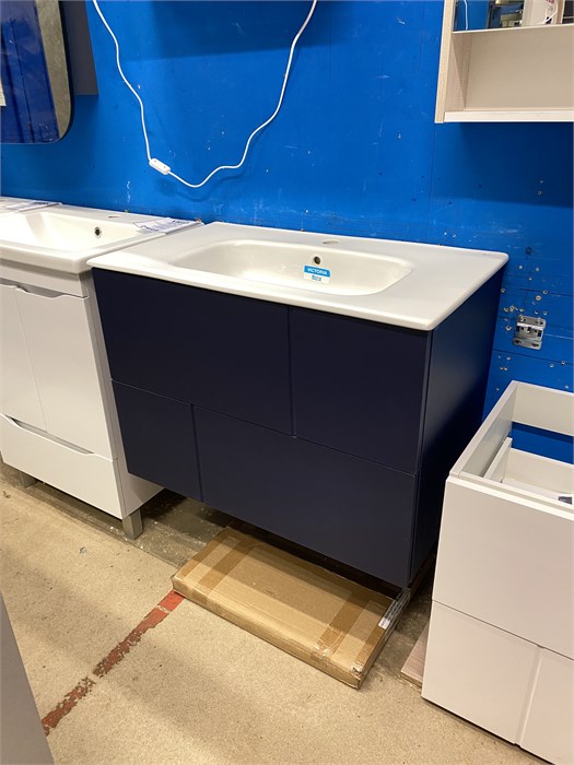 Roca Pilar 80 A857669521 Тумба, синяя + Roca Victoria 80 32799C000 Раковина мебельная A857669521