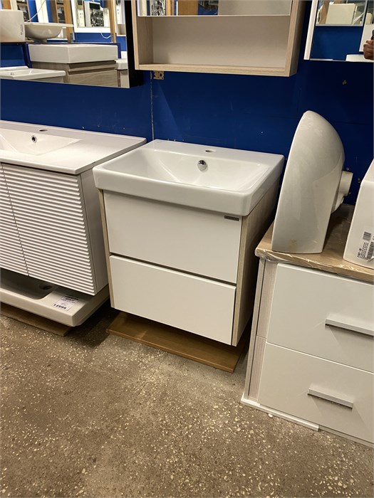 Тумба с умывальником AQUATON Сканди 55 1A2517K0SDB20 Белый/Дуб Верона 1A2517K0SDB20