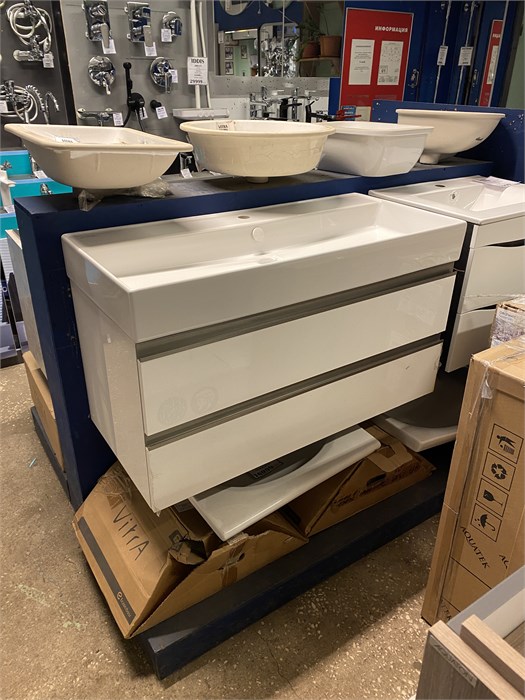 Jacob Delafon VOX BD EB2025-RA-G1C Тумба под раковину /100х46х45,2/(белый глянцевый) + Jacob Delafon Vivienne 100 BD EXBJ112-00 Мебельная Раковина 100 см EB2025-RA-G1