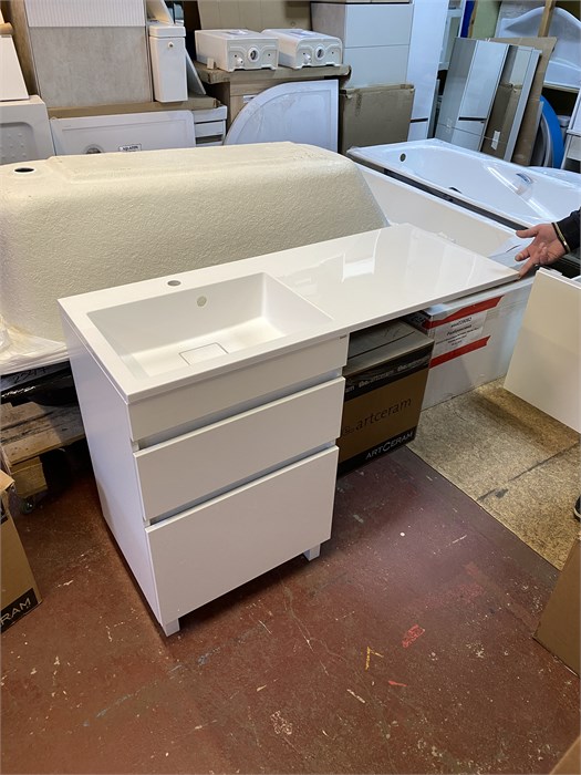 IDDIS Optima Home OPH120Bi95 Тумба напольная для стиральной машины с ящиками, 120 см, белая плюс Florentina Аванти 1200L 10.310.0L120.001 Раковина, белый CM Материал: литиевый мрамор. OPH120Di95 \