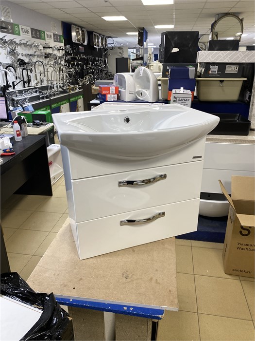 Акватон Ария 65 BD 1A123301AA010 Тумба 65 см, цвет: белый + Акватон Smile 65 1WH207782 Умывальник 14030