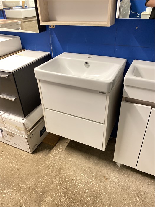 Акватон СКАНДИ 55 BD 1A251701SD010 тумба (белый матовый/белый глянец)   + Santek 1.WH50.1.620 АДРИАНА умывальник 55 см. 1A251701SD010 \