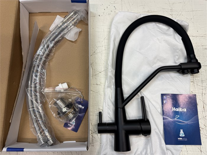 Haiba HB76855-7 Смеситель для кухни с подключением фильтру питьевой воды, черный 14061