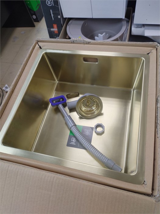 Мойка кухонная IDDIS Edifice EDI44B0i77 для подстольного монтажа, 440*440 мм., матовое золото EDI44B0i77