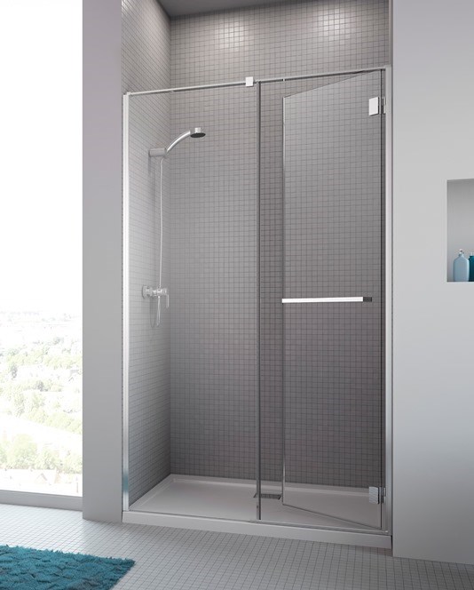 Душевая дверь в нишу 110 см распашная, прозрачная, хром 14221