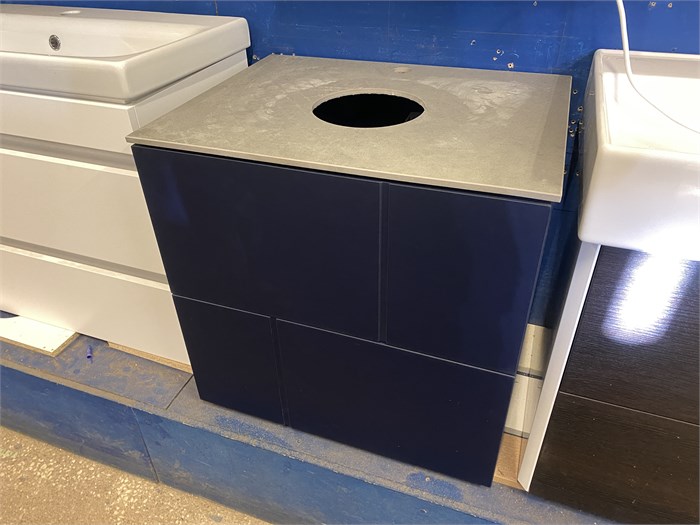 Roca Pilar 60 A857668521 Тумба подвесная под раковину, синяя  + Roca Pilar A857673522 Столешница керамогранит, серая A857668521\