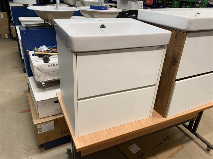 Акватон СКАНДИ 55 BD 1A251701SD010 тумба (белый матовый/белый глянец)   + Santek 1.WH50.1.620 АДРИАНА умывальник 55 см. 1A251701SD010 \