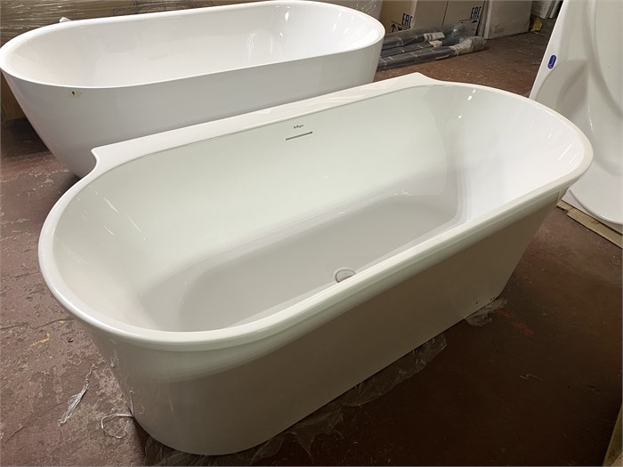 Акриловая ванна BelBagno BB409-1700-800 пристенная, белая овальная, со сливом-переливом Размер: 170x80 см BB409-1700-800