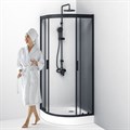 Am.Pm W90G-401-080BT Gem Душевое ограждение 1/4 Rond 80x80, профиль черный W90G-401-080BT
