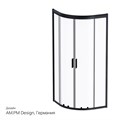 Am.Pm W90G-401-080BT Gem Душевое ограждение 1/4 Rond 80x80, профиль черный W90G-401-080BT