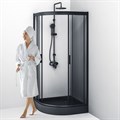 Am.Pm W90G-401-090BT Gem Душевое ограждение1/4 Rond 90x90, профиль черный W90G-401-090BT - фото 12575