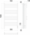 Прато П12 500х1000 электрополотенцесушитель TERMINUS 405865004 - фото 18036