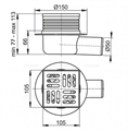 Alcaplast BD APV26  Сливной трап, 105 105/50, подводка – боковая, решетка – нержавеющая сталь, гидрозатвор – мокрый APV26