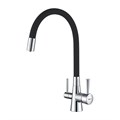 Lemark Комфорт LM3075C Смеситель для кухни, с гибким изливом, с подключением к фильтру питьевой воды, хром/чёрный LM3075C