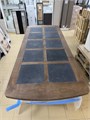 Столешница обеденного стола Dialma Brown DB003265 из массива с декоративными каменными вставками (бельгийский сине-серый известняк) DB003265