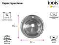 IDDIS Basic BD BAS51S0i77 Мойка для кухни, 510 мм, сатин BD BAS51S0i77