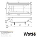 Wotte Line 1700х700х392  ванна чугунная с ножками в комплекте 15025