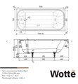 Wotte Start 1700х750х458 ванна чугунная с ножками Wotte Start 1700х750